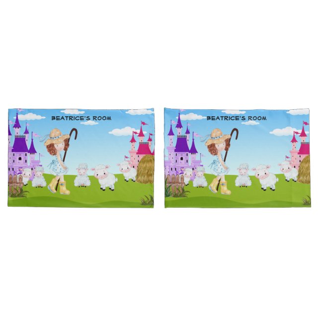 Little Bo Peep Sheep Monogram  Pillow Case (Back-Set)