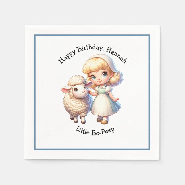 Little Bo-Peep & Sheep Nursery Rhyme  Napkins (Front)