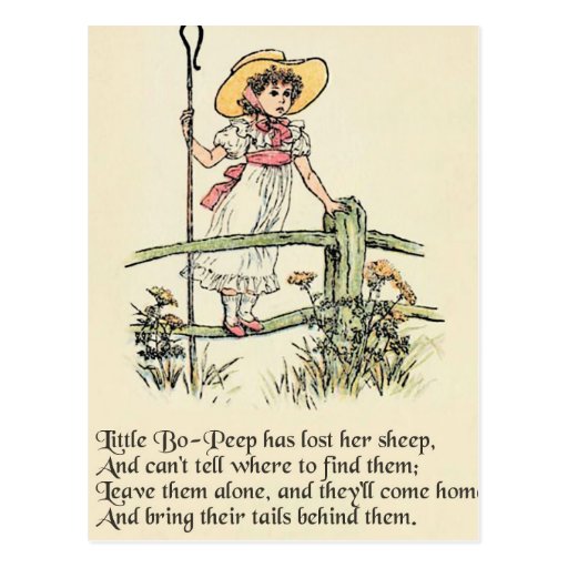 Little Bo Peep Vintage Nursery Rhyme Postcard | Zazzle