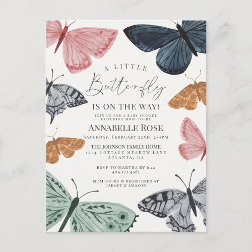 Little Boho Butterfly Girl Baby Shower Invite