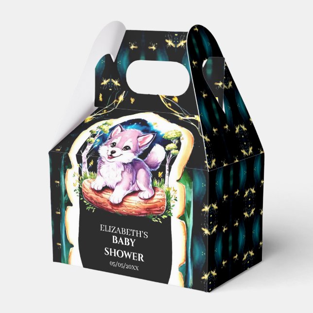  Little Boho Wolf Baby Shower Favor Boxes (Front Side)