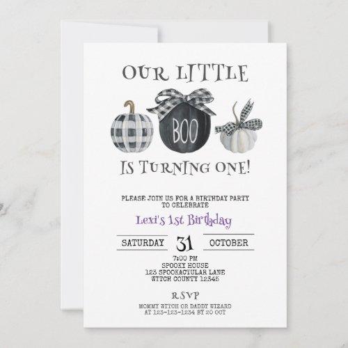 Little Boo 1st Birthday Halloween Birthday Invitation