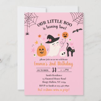 Little Boo 2nd Birthday Halloween Party Invitation