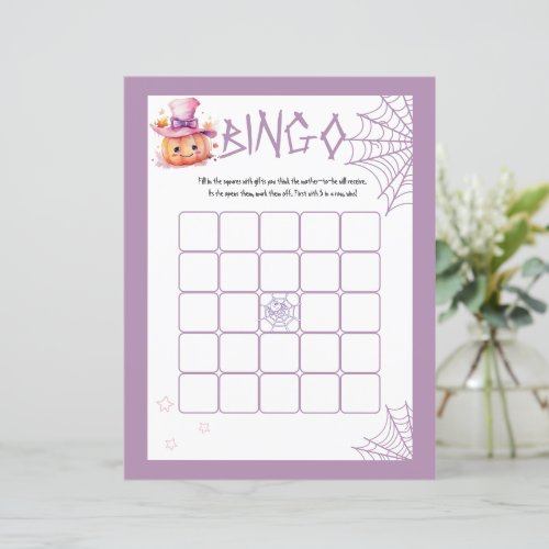 Little boo Almost Due Baby Girl Shower Bingo Game