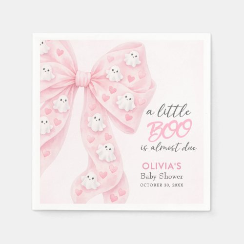 Little Boo Almost Due Bow Halloween Baby Shower Napkins