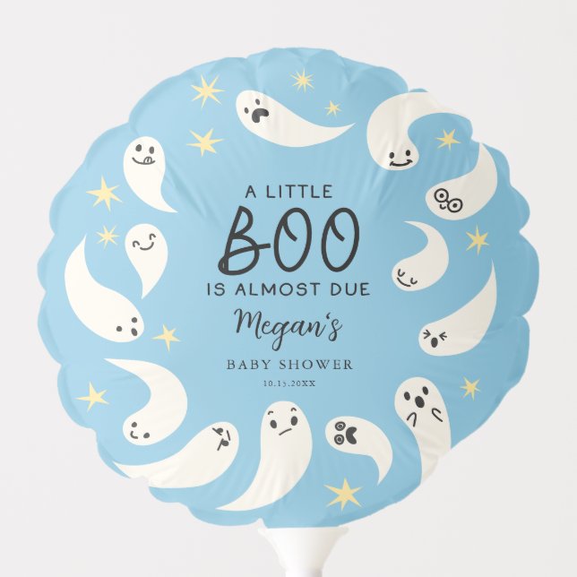 Little Boo Almost Due Boy Baby Shower Balloon (Front)