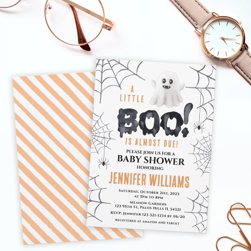 Little boo almost due ghost baby shower invitation