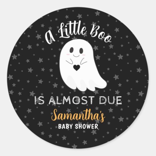 Little Boo Almost Due Ghost Halloween Baby Shower Classic Round Sticker