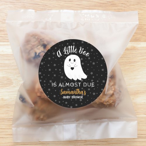 Little Boo Almost Due Ghost Halloween Baby Shower Classic Round Sticker