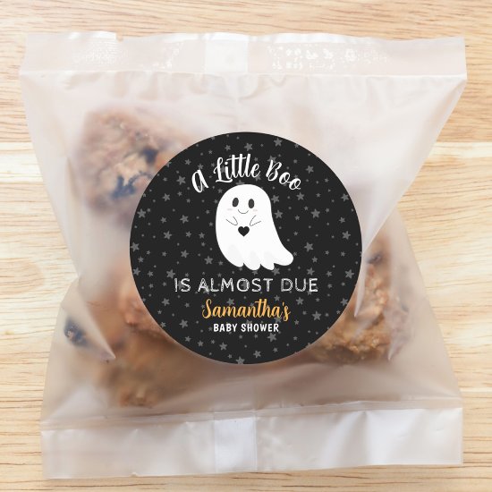 Little Boo Almost Due Ghost Halloween Baby Shower Classic Round Sticker