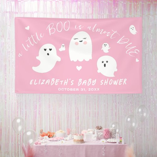 Little Boo Almost Due Girl Halloween Baby Shower Banner