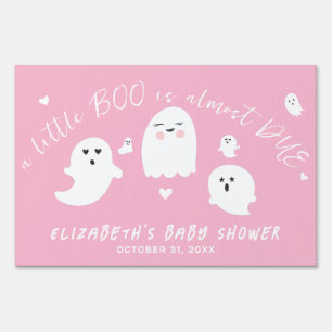 Little Boo Almost Due Girl Halloween Baby Shower Sign