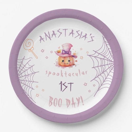 Little boo Almost Due Halloween Baby Girl Birthday Paper Plates