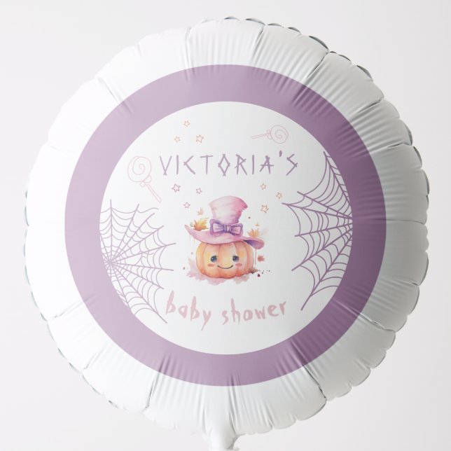 Little boo Almost Due Halloween Baby Girl Shower Balloon (Front)
