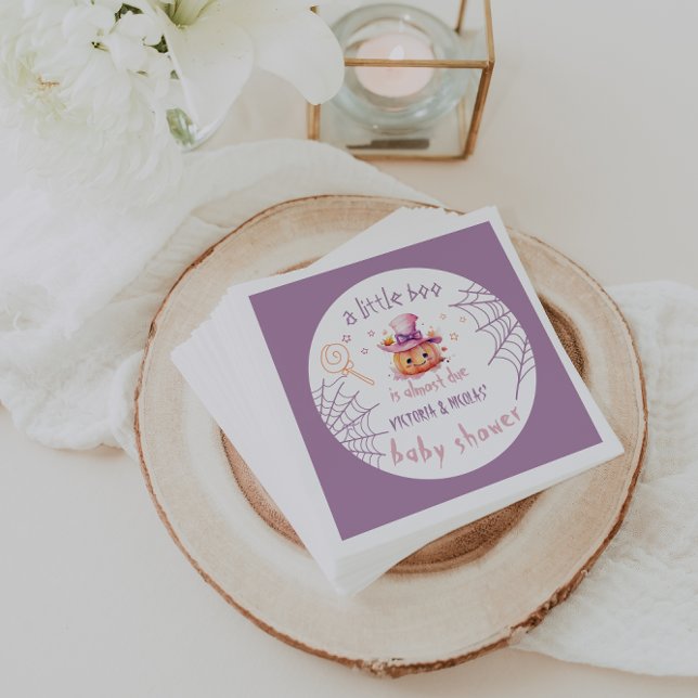 Little boo Almost Due Halloween Baby Girl Shower Napkins (Creator Uploaded)