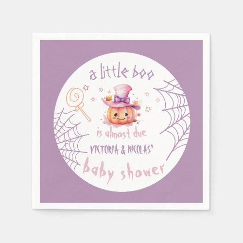 Little boo Almost Due Halloween Baby Girl Shower Napkins