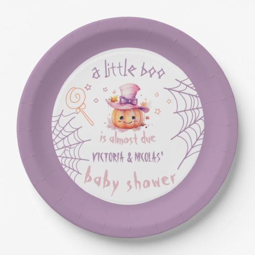 Little boo Almost Due Halloween Baby Girl Shower Paper Plates