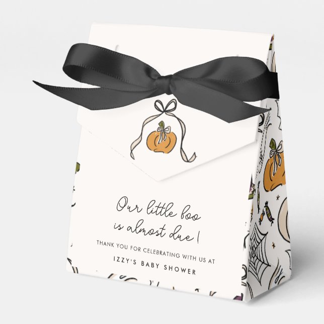 Little Boo Almost Due Halloween Baby Shower Favor Boxes (Front Side)
