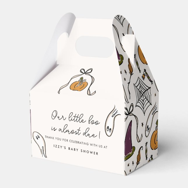 Little Boo Almost Due Halloween Baby Shower Favor Boxes (Front Side)