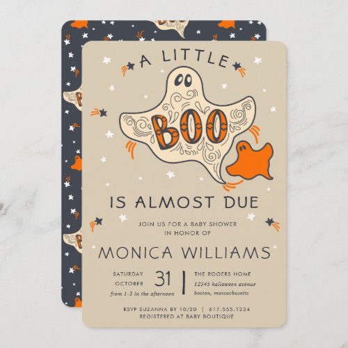 Little Boo Almost Due  Halloween Baby Shower Invitation