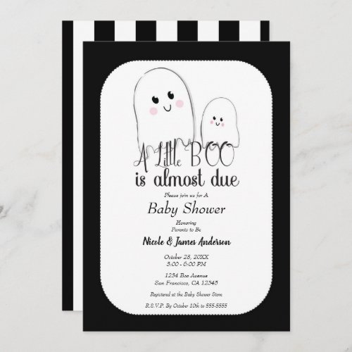 Little BOO Almost Due Halloween Baby Shower  Invitation