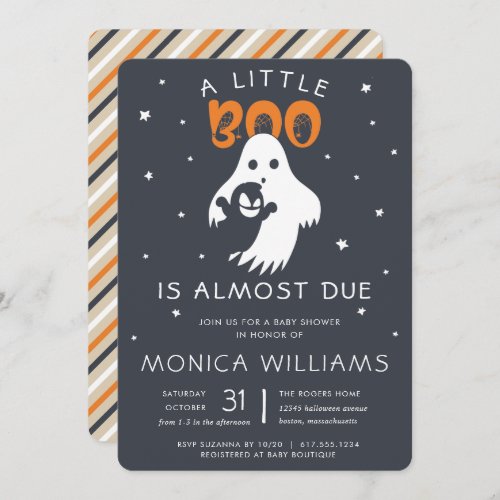 Little Boo Almost Due  Halloween Baby Shower Invitation