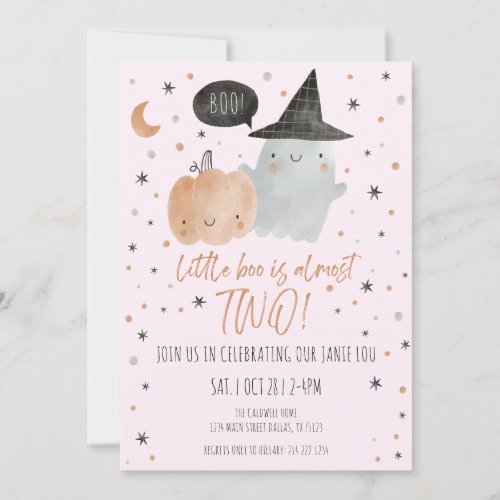 LITTLE BOO ALMOST TWO BIRTHDAY _ PINK INVITATION