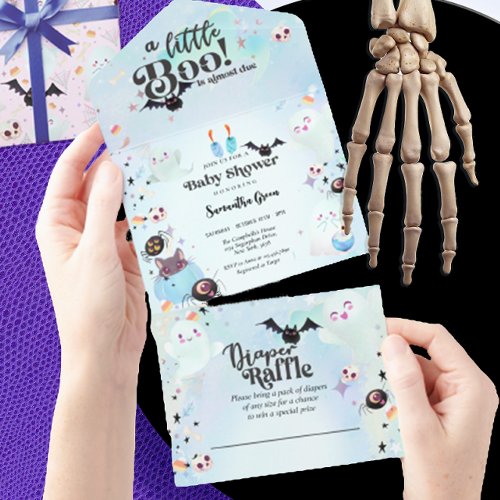 Little Boo Baby boy Baby shower All In One Invitation