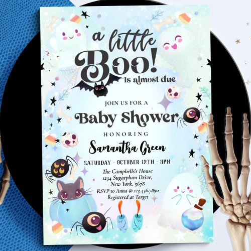 Little Boo Baby Boy Blue Baby shower Invitation