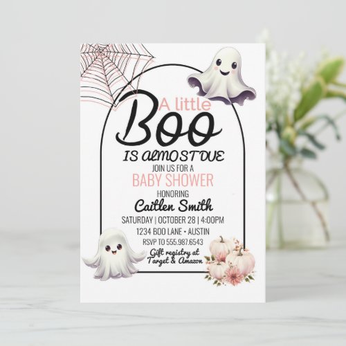 Little Boo Baby Shower Almost Due Halloween Invitation