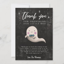 Little Boo Baby Shower Boy Ghost Thank You Card