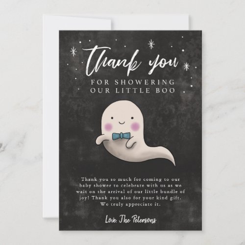 Little Boo Baby Shower Boy Ghost Thank You Card