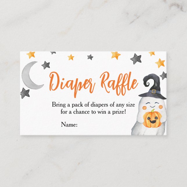 Little Boo Baby Shower Diaper Raffle Business Card (Front)