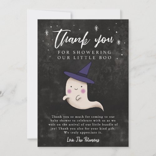 Little Boo Baby Shower Halloween Girl Ghost Thank You Card