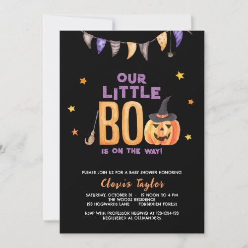 Little Boo Baby Shower Halloween Pumpkin Shower Invitation