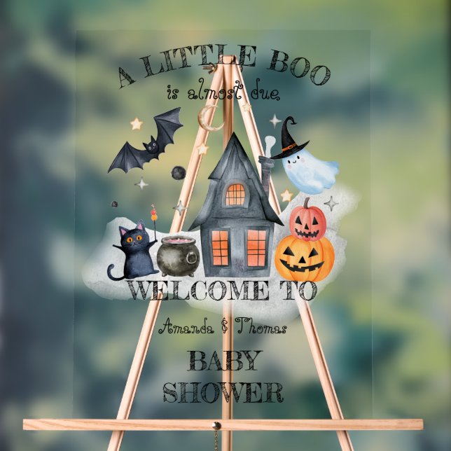 Little Boo Baby Shower Halloween Welcome Sign (Neutral)