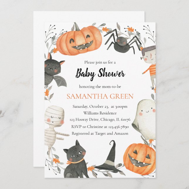 Little Boo Baby Shower Invitation (Front/Back)