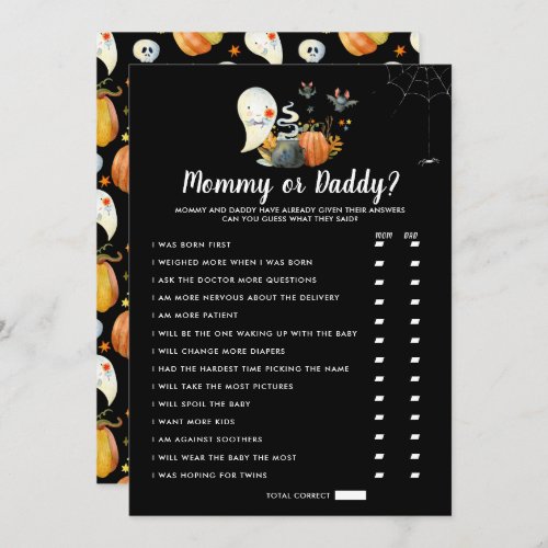 Little Boo Baby Shower  Mommy or Daddy Game Invitation