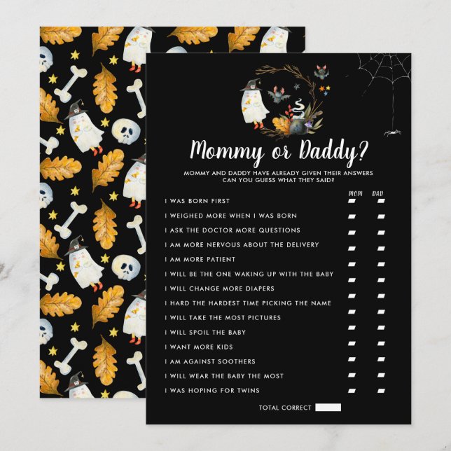 Little Boo Baby Shower | Mommy or Daddy Game Invitation (Front/Back)
