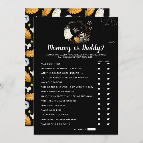 Little Boo Baby Shower  Mommy or Daddy Game Invitation