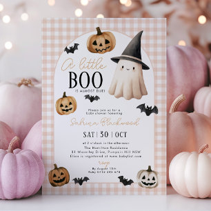 Little Boo Baby Shower Orange Ghost Pumpkin Invitation