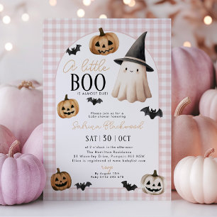 Little Boo Baby Shower Pink Ghost Pumpkin Invitation
