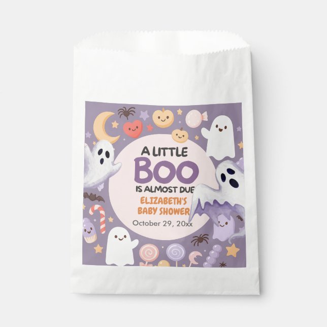 Little Boo baby shower Pumpkin Halloween  Favor Bag (Front)