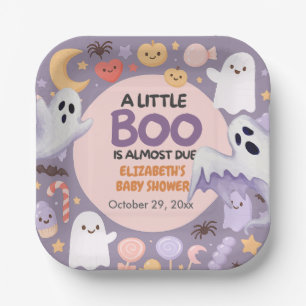 Little Boo baby shower Pumpkin Halloween Paper Plates