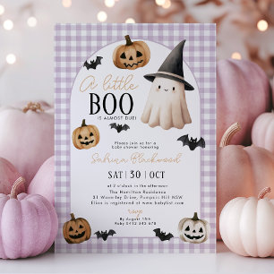 Little Boo Baby Shower Purple Ghost Pumpkin Invitation