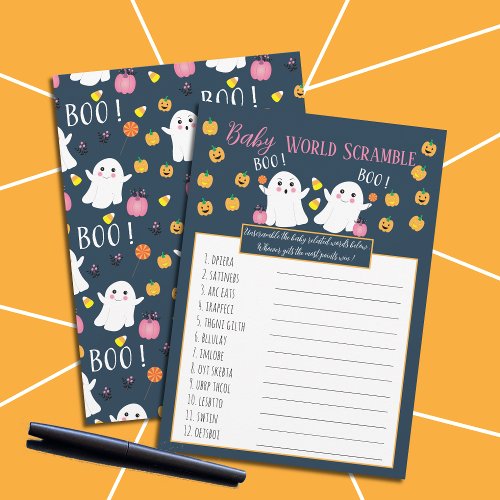 Little Boo Baby Word Scramble Baby Shower Game Invitation