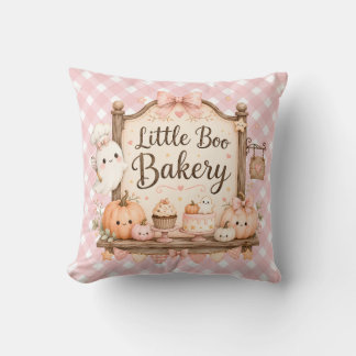 Little Boo Bakery Throw Pillow Pink Halloween