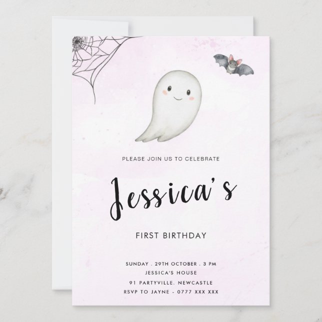 Little Boo Birthday Party Invitation (Front)