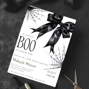 Little Boo Black Bow Baby Shower Invitation