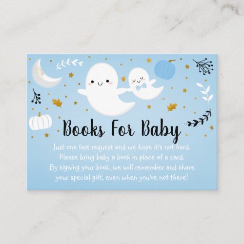 Little Boo Blue Ghost Baby Shower Book Request Enclosure Card